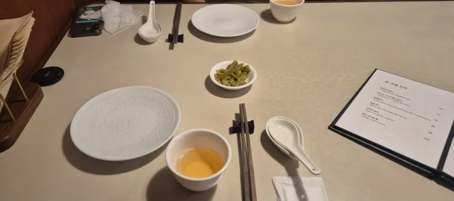 Table set with the ordered dishes