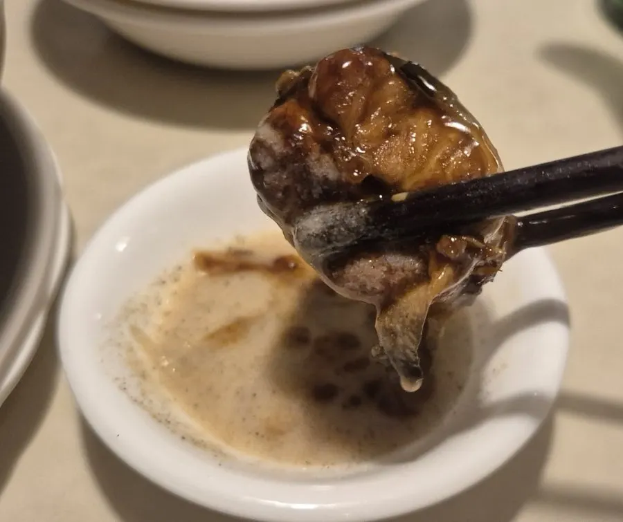 Eel dipped in the tangy sauce