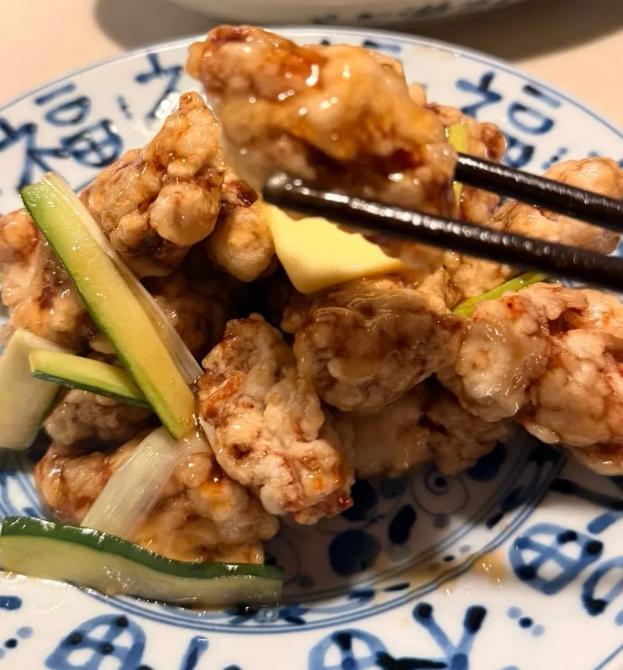 Tenderloin sweet and sour pork topped with butter