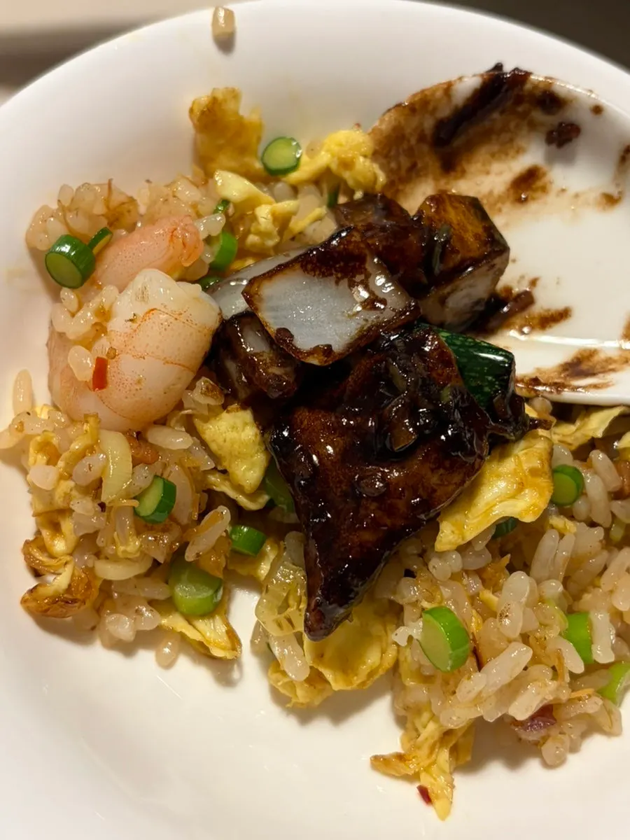 A spoonful of XO sauce shrimp fried rice