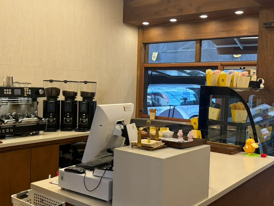 Café interior scented with butter and coffee