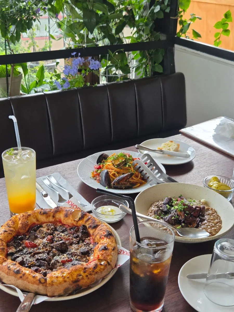 Bokkeriu's Korean beef pizza baked with wood-fired dough