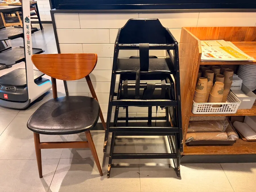 High chair set up in the restaurant