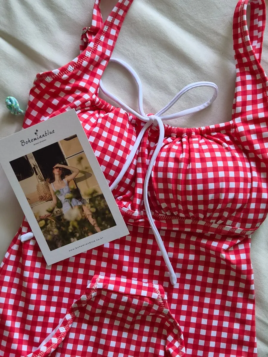 Delivered Bohemian Blue one-piece swimsuit package contents