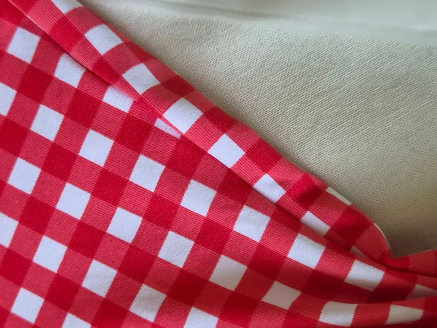 Stitching and finishing on the gingham one-piece swimsuit