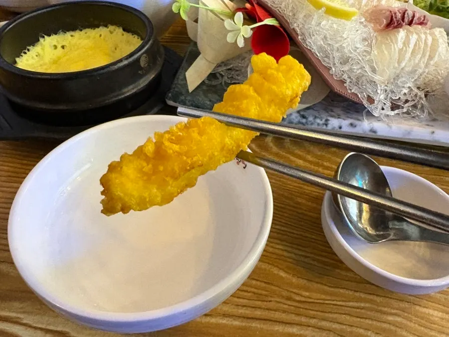 Close-up of the flounder sekkoshi sashimi plate