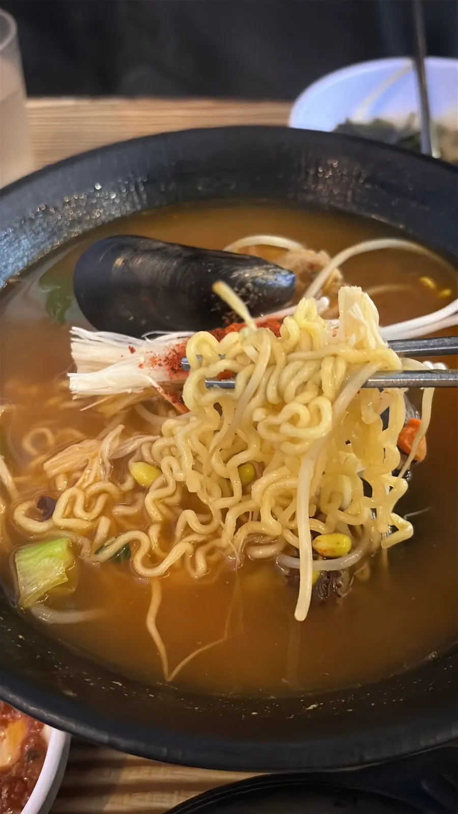 Seafood ramyeon ordered to finish the meal