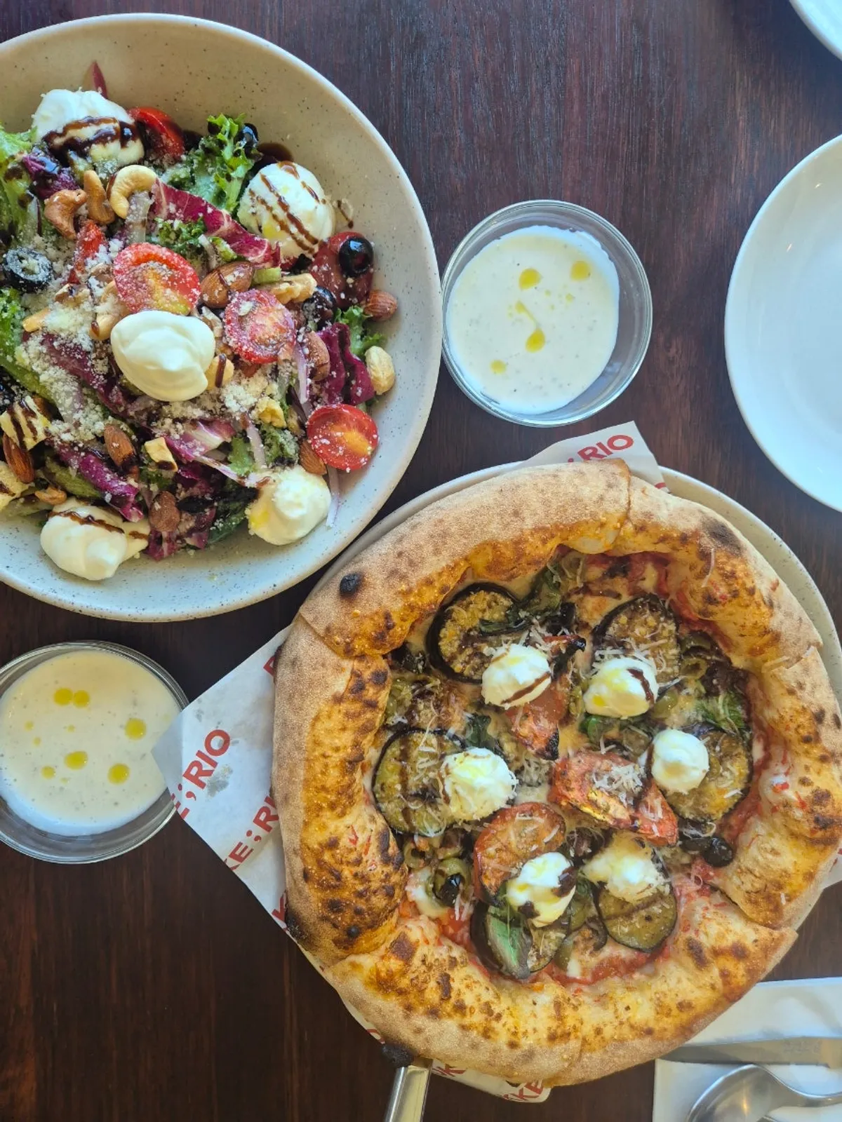 Wood-fired eggplant ricotta pizza