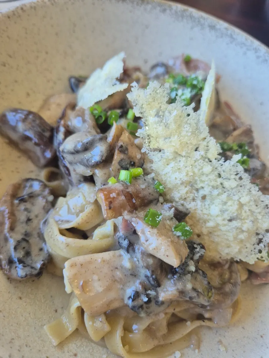 Truffle mushroom pasta with broad noodles