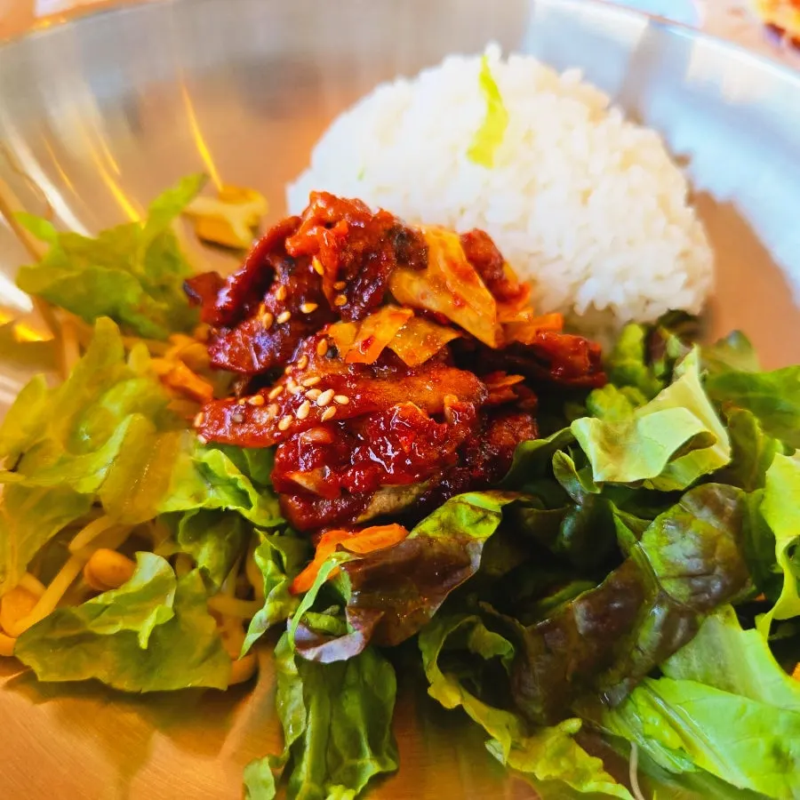 Fire-grilled pork bulgogi at spice level 1