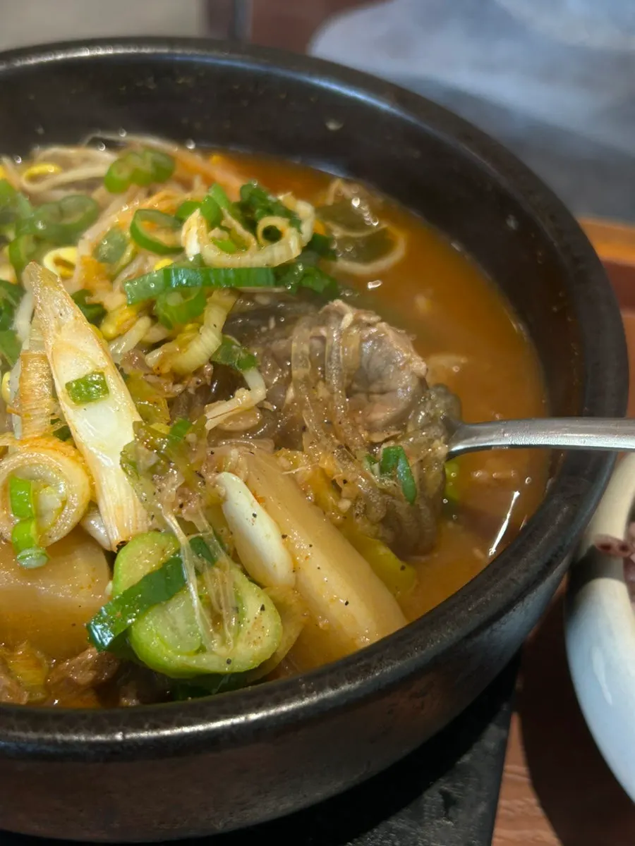 Boksan haejangguk filled with meat and glass noodles