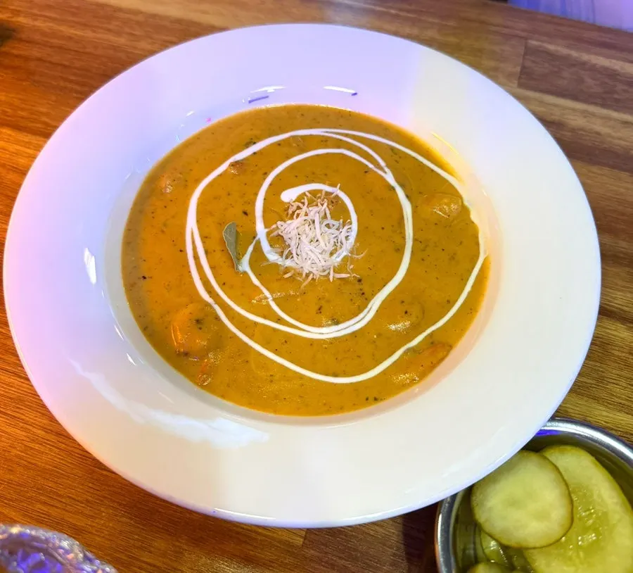 A bowl of coconut shrimp curry