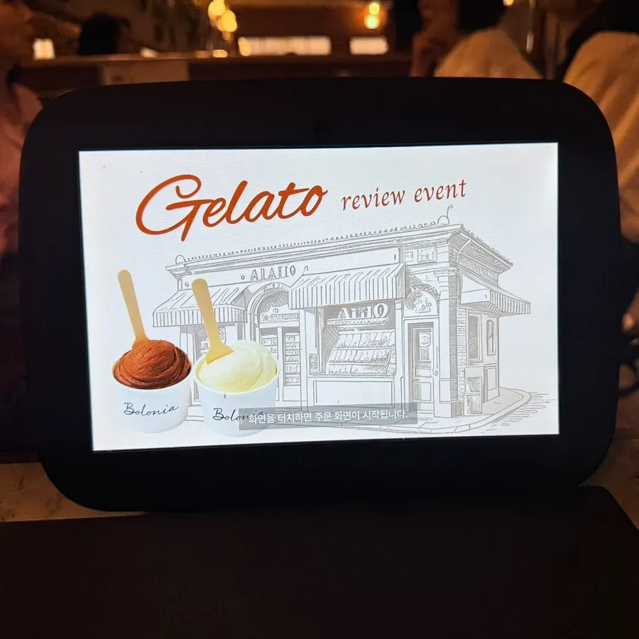 Looking over the menu before ordering the set