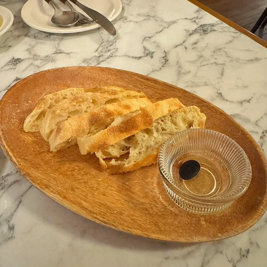 Cross-section of the chewy-centered bread