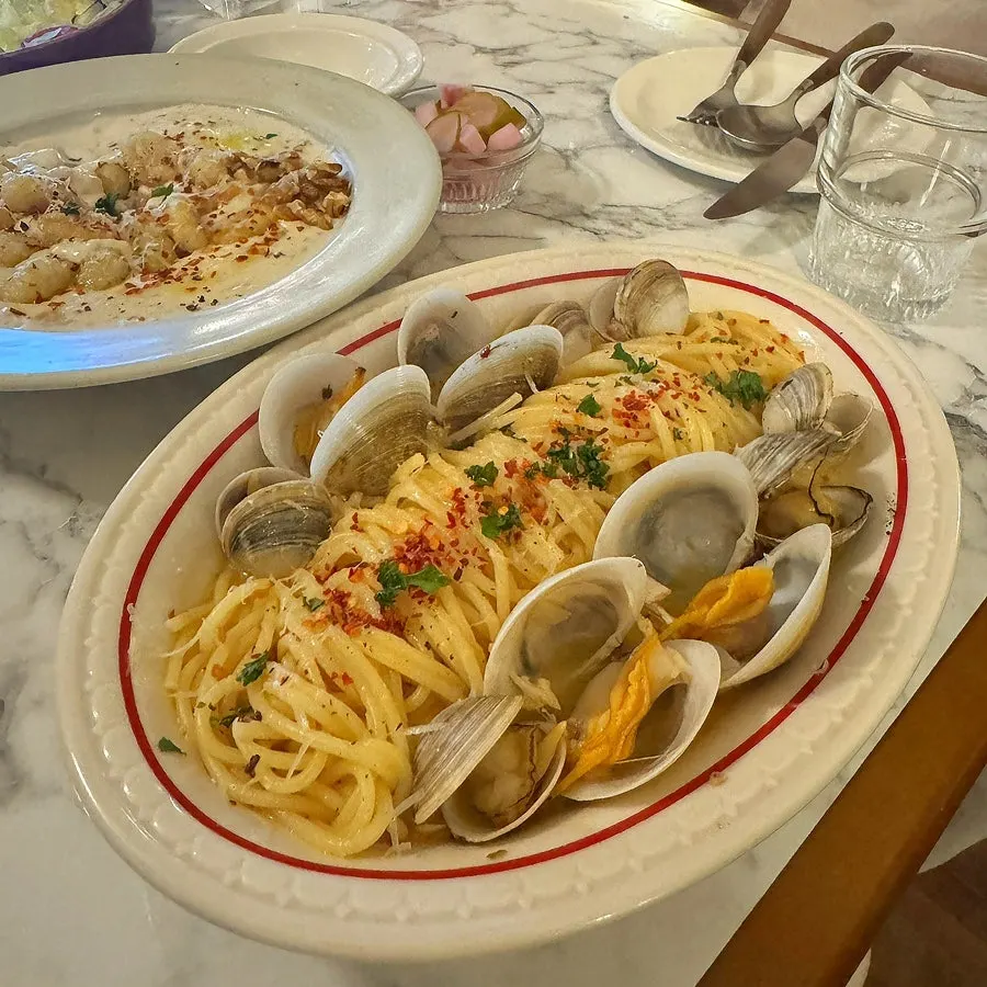 The clam vongole pasta chosen from the set