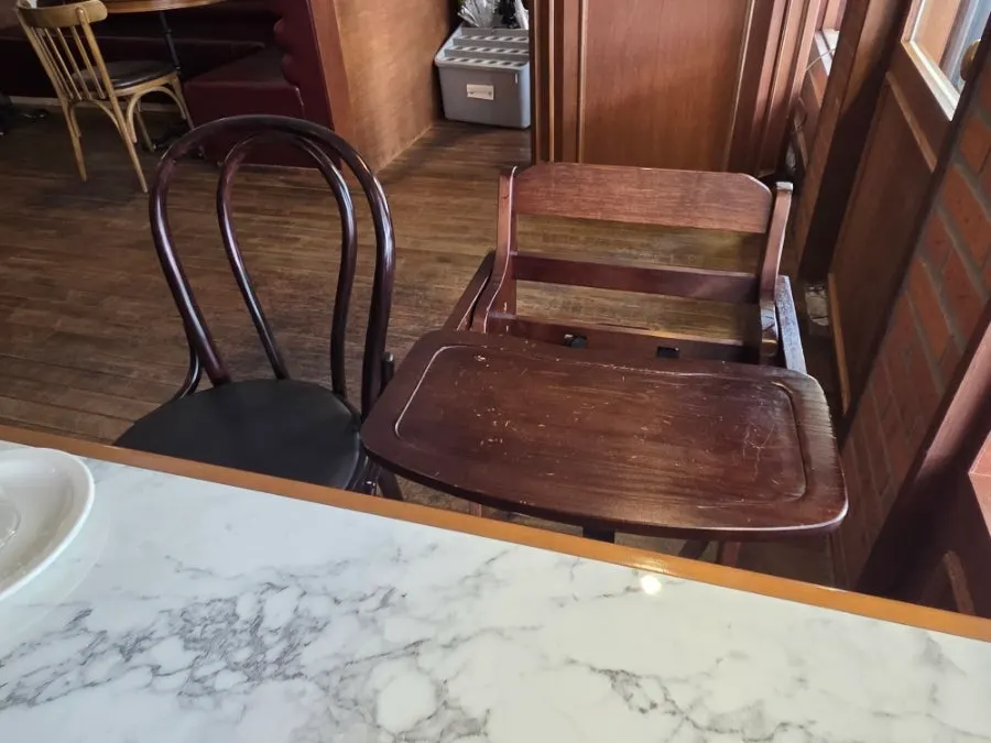 Baby chair set up at the restaurant