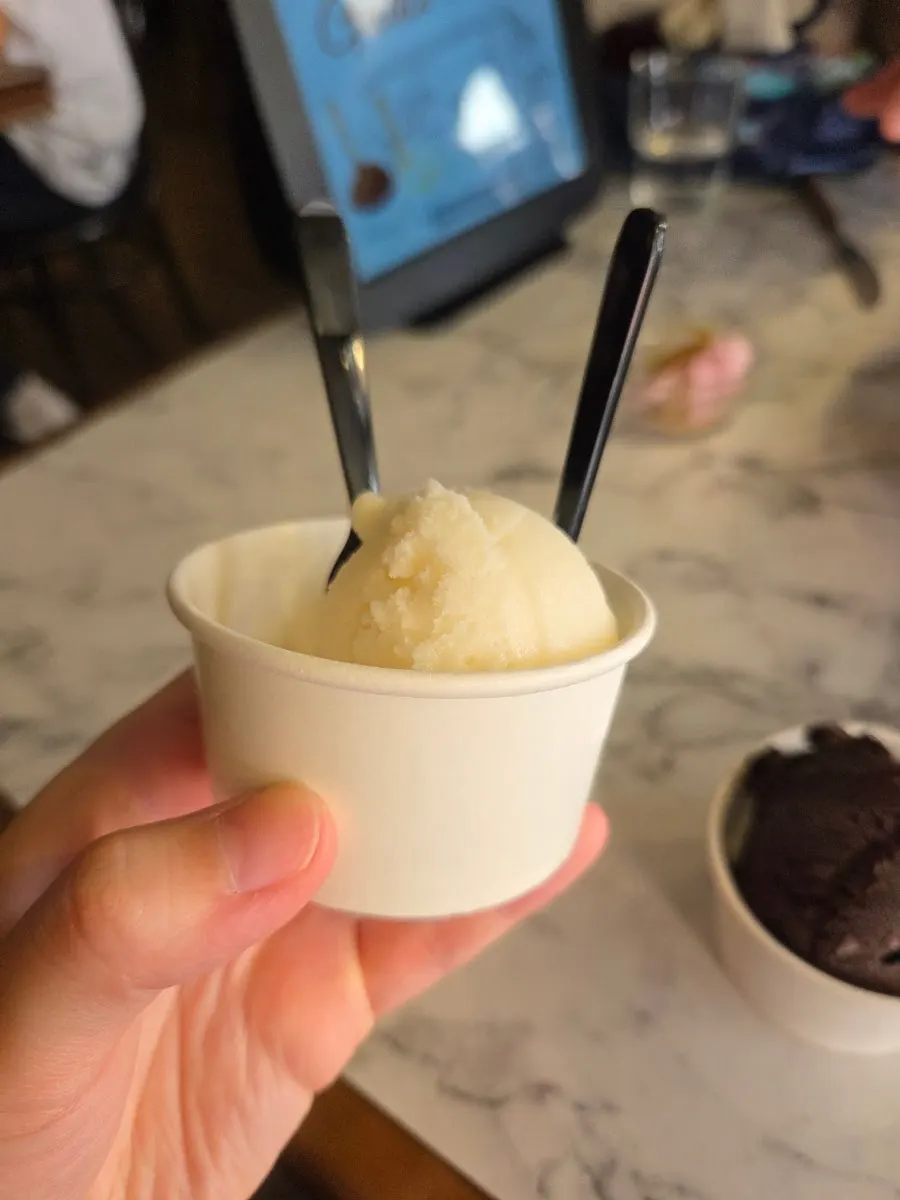 Close-up of the chocolate gelato
