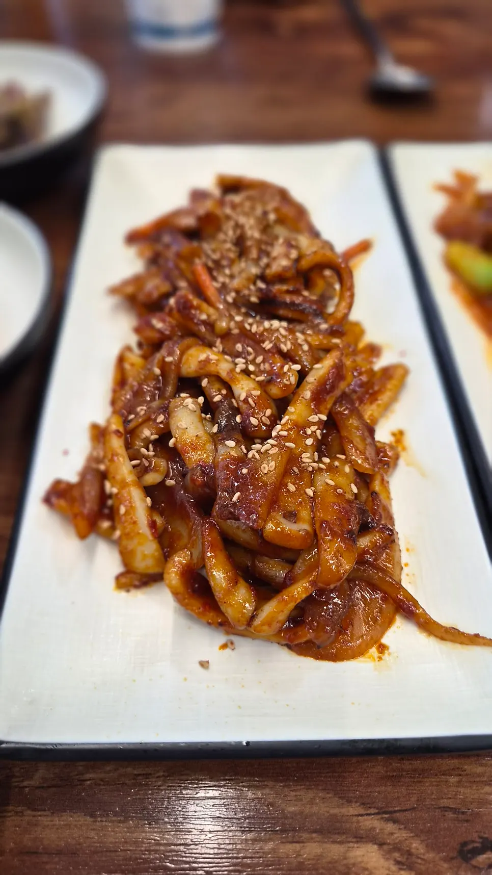Close-up of smoky squid stir-fry
