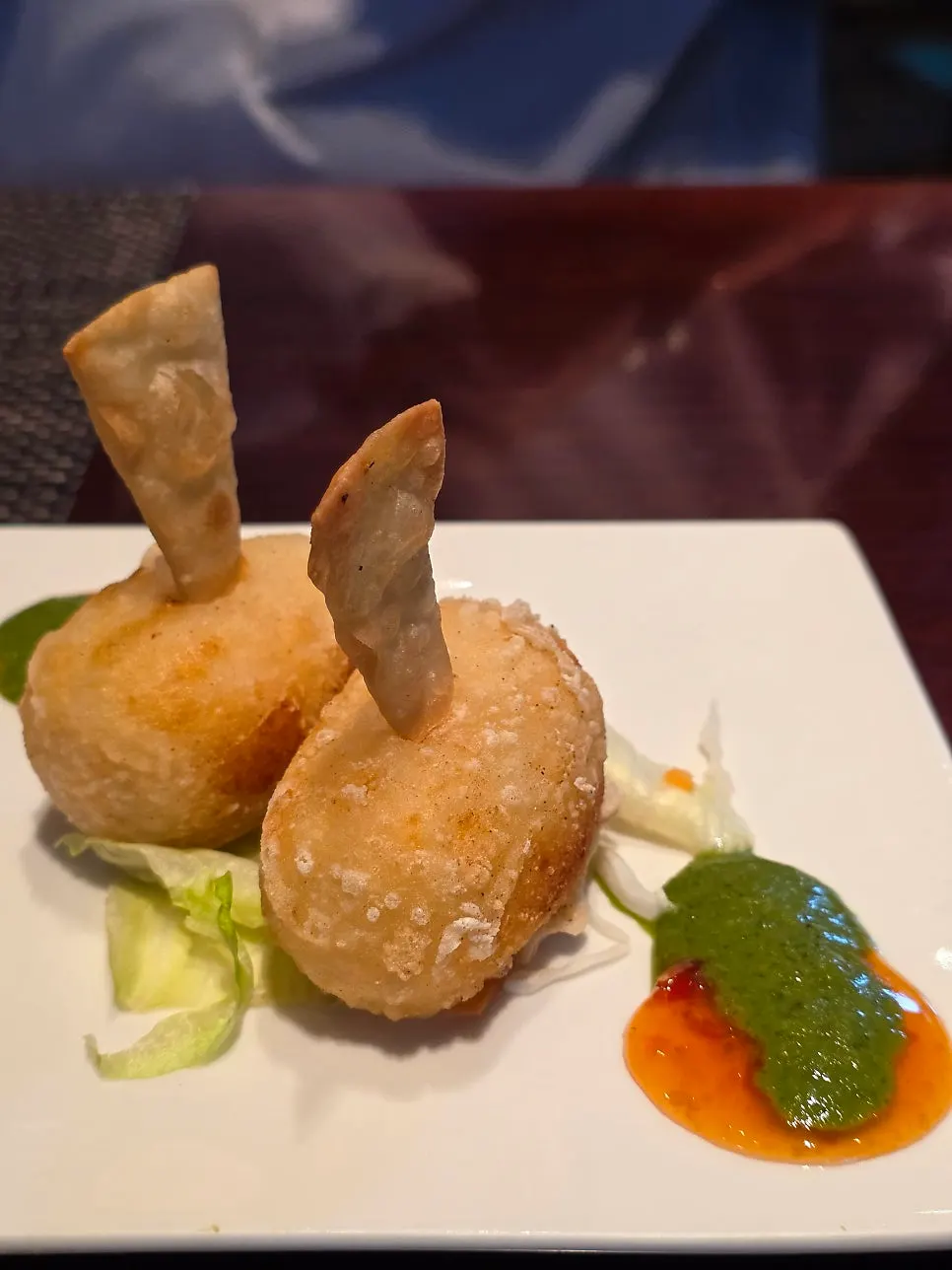 Potato and cheese fritters, first course of the meal