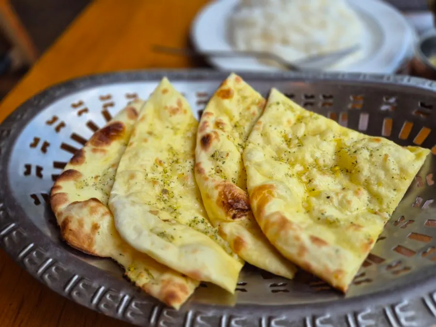 Garlic naan in a basket