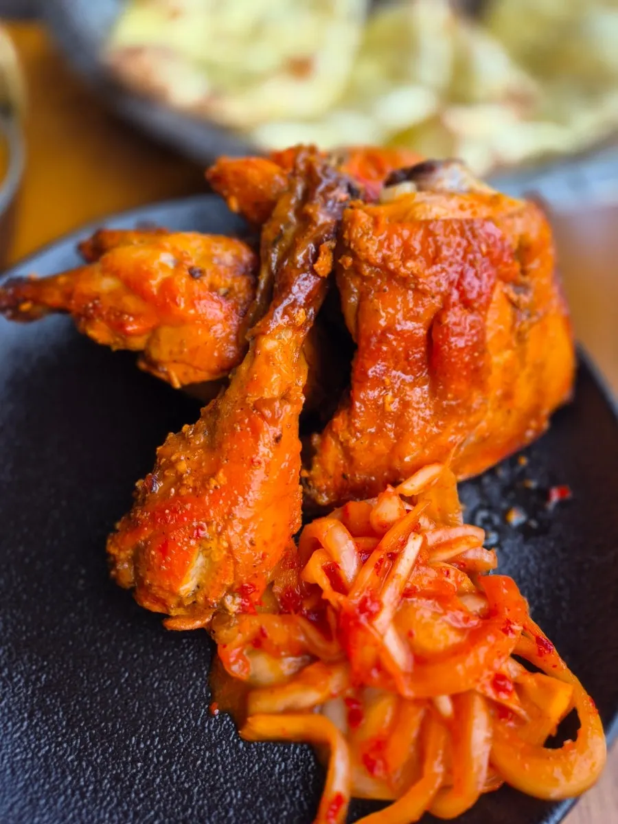 Spice-crusted grilled tandoori chicken