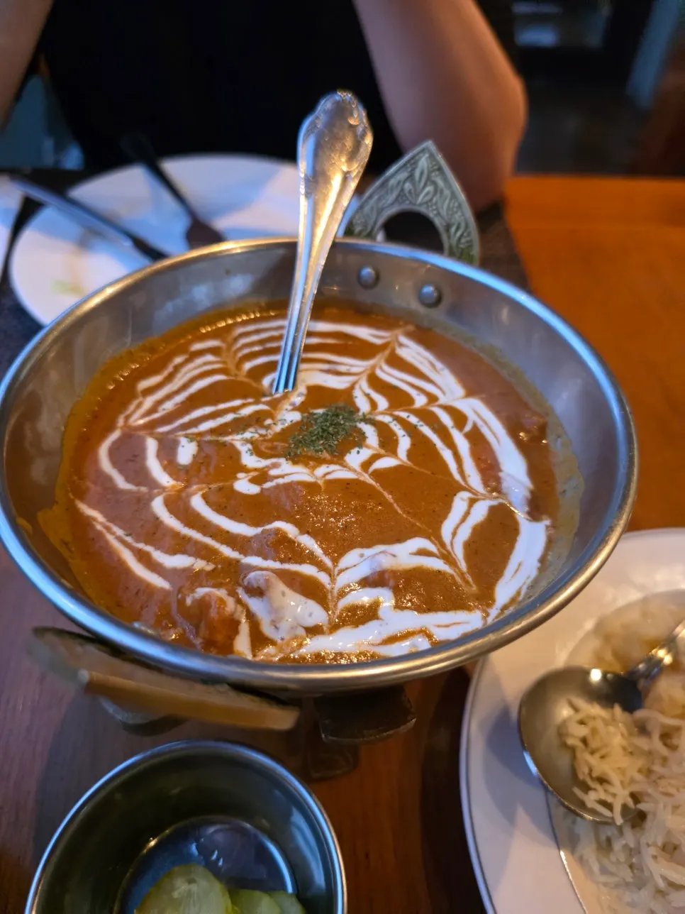 Chicken tikka masala with its rich sauce