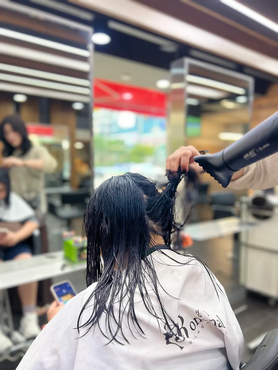 Drying the hair to finish up