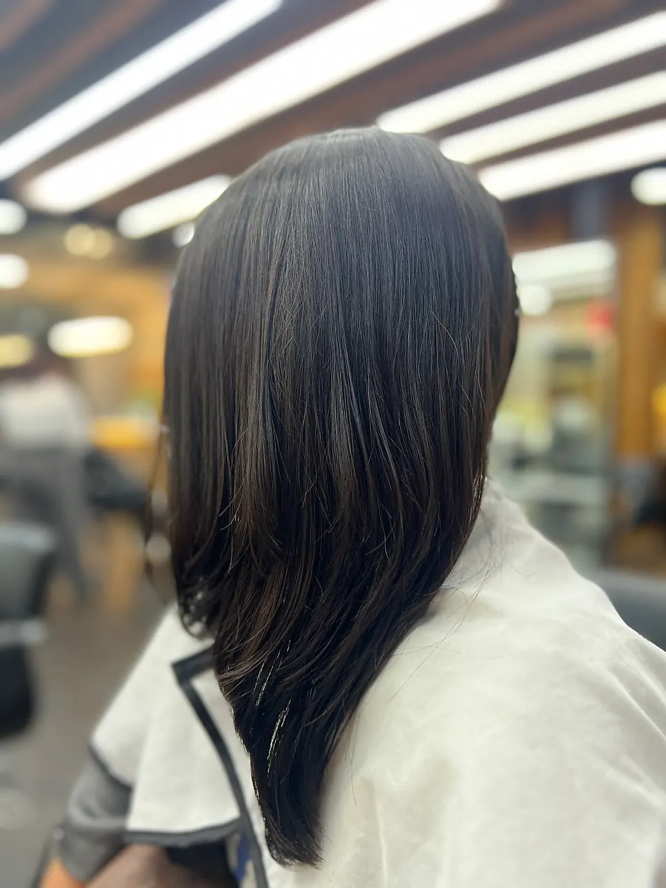 Result showing no more hair bending, neatly styled
