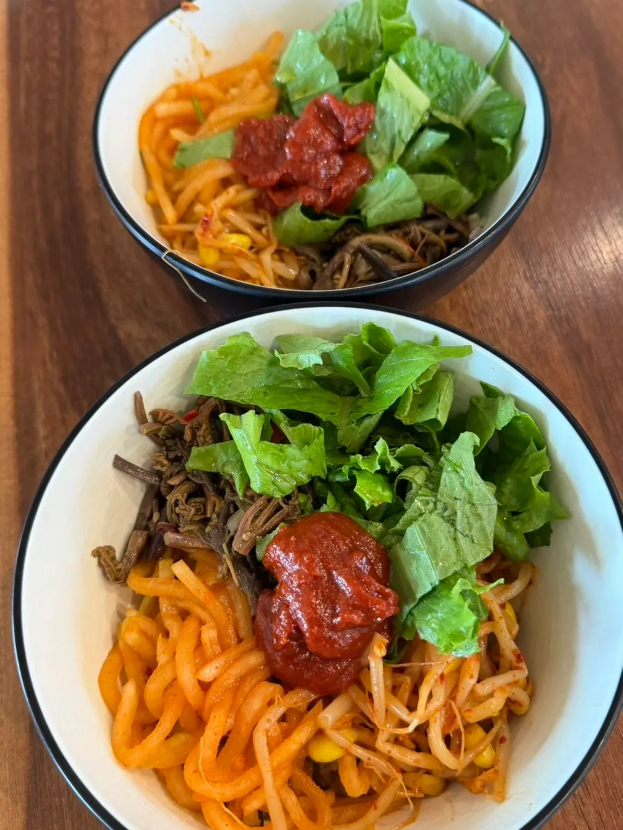 A bowl of homemade yeolmu barley bibimbap