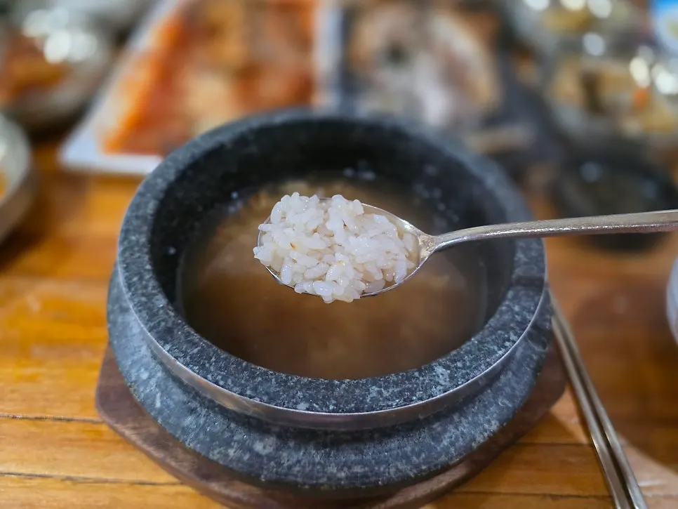 Nurungji sungnyung made from the stone pot after the rice was scooped out