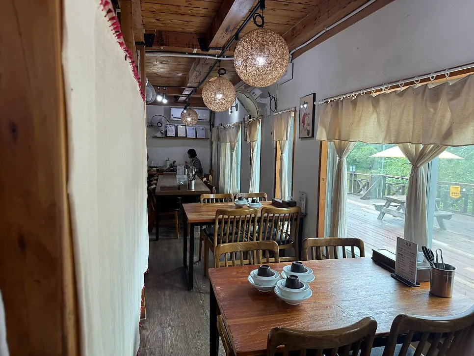 Wide view of the main dining hall seating
