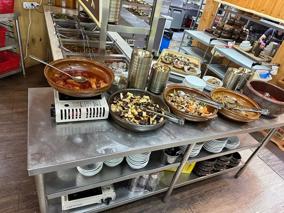 Plate of banchan gathered from the self-bar