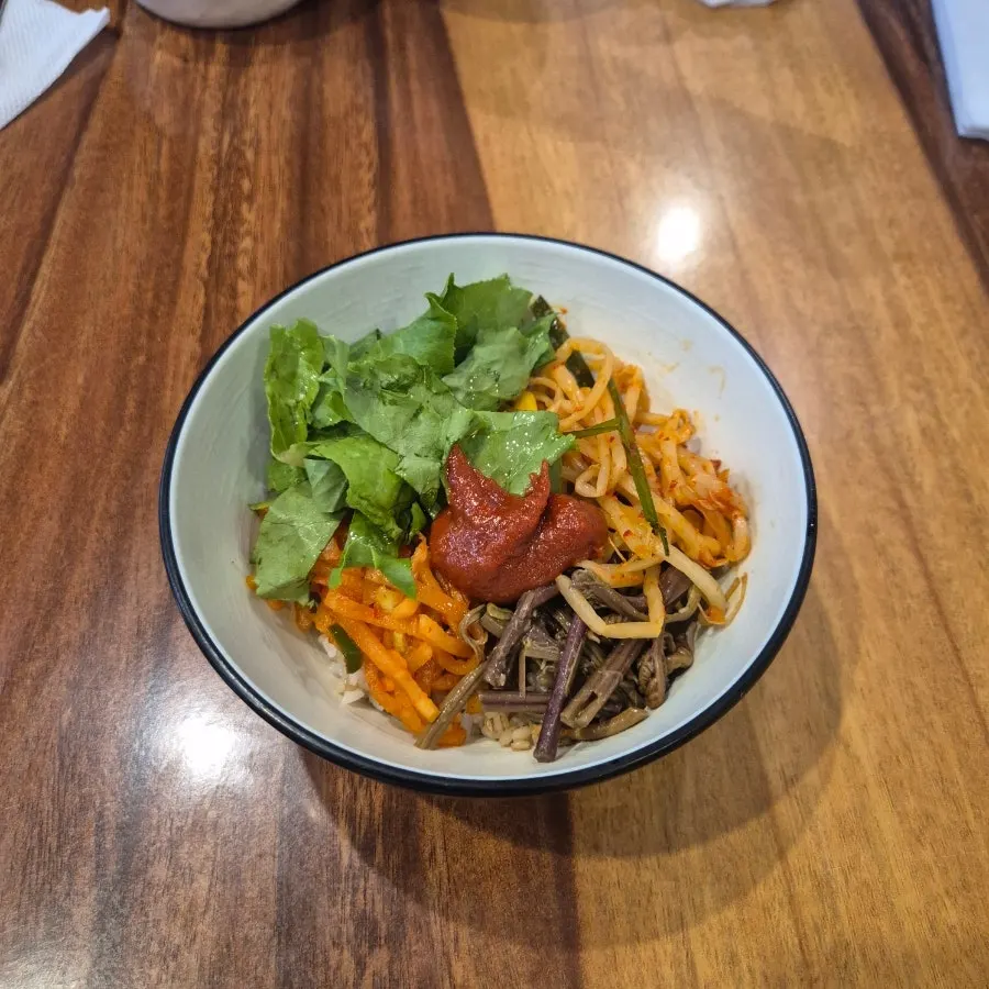 A bowl of homemade yeolmu barley bibimbap