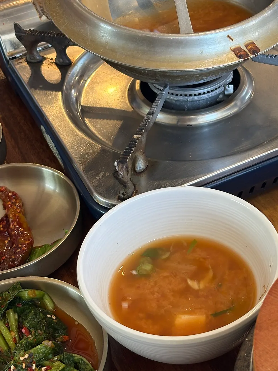 테이블 버너에 끓이는 청국장