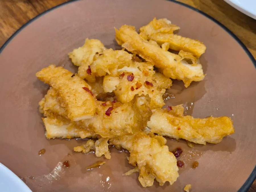Crispy fried squid fritters