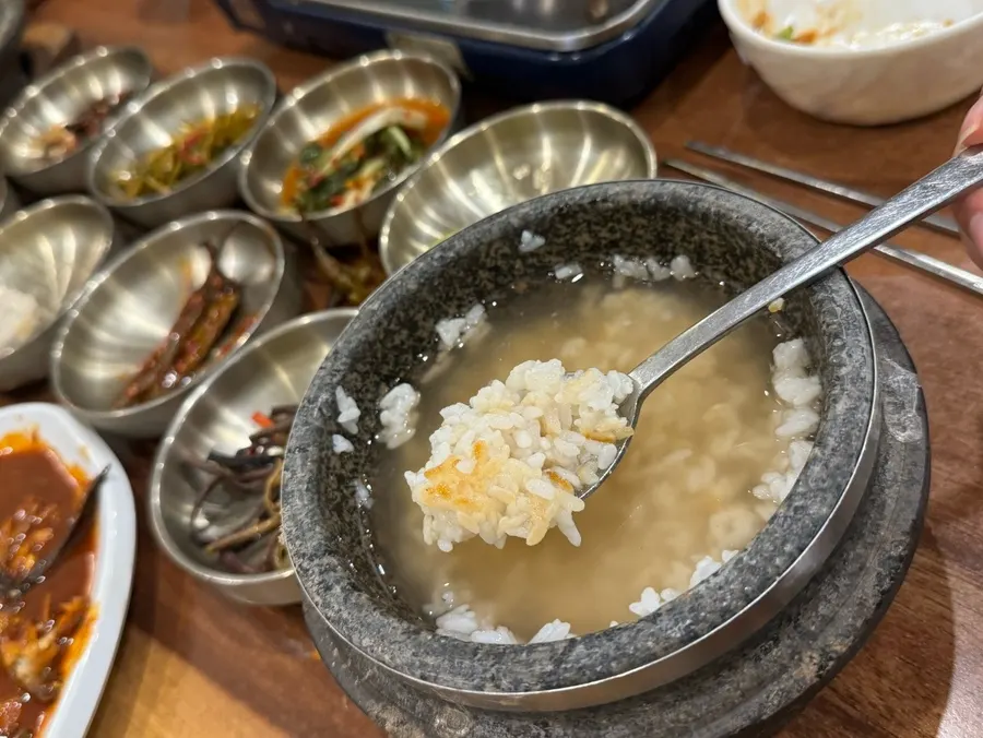 Squid fritters and the remaining Bomseol table spread