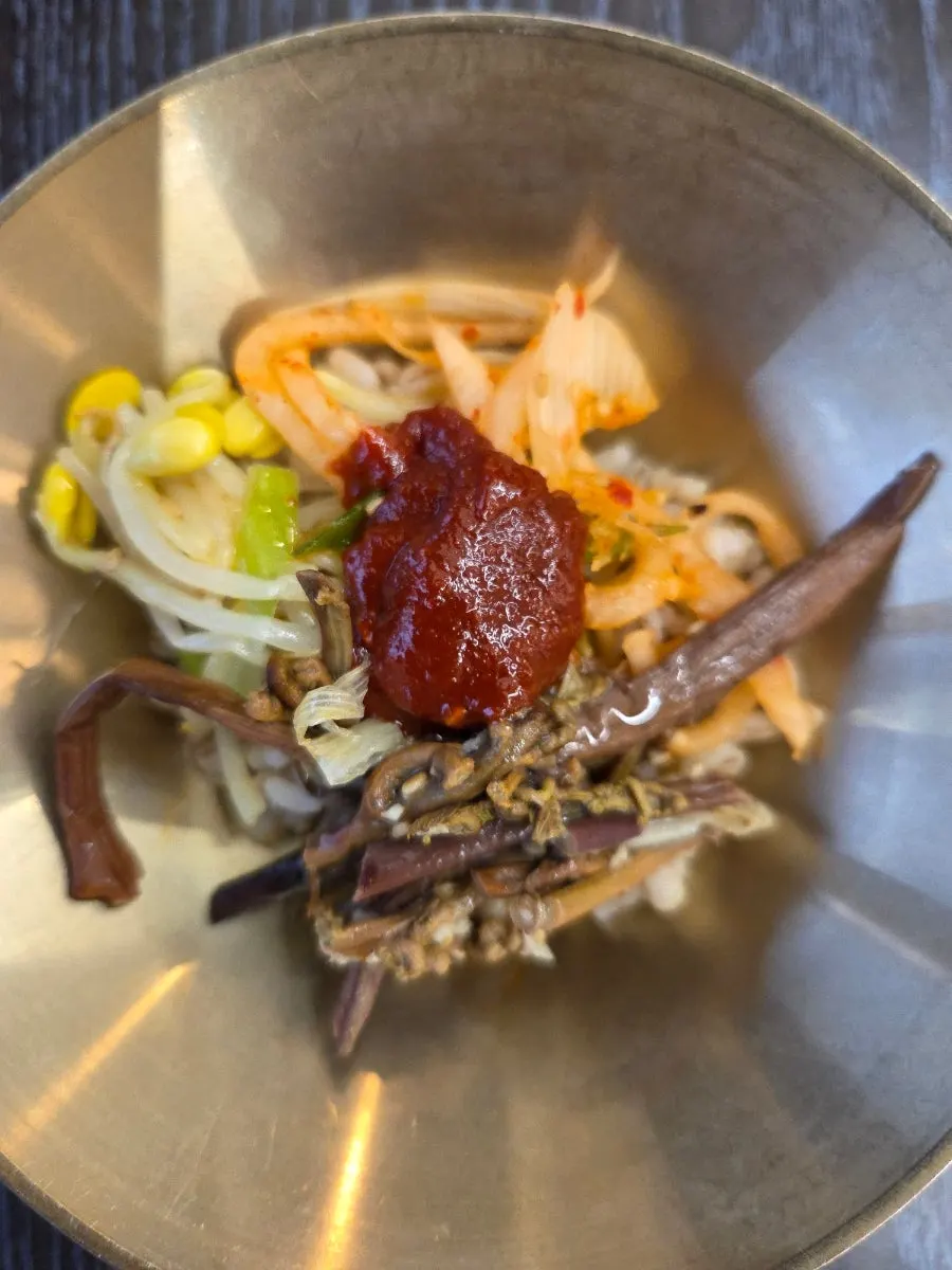 Barley bibimbap made at the self-serve bar
