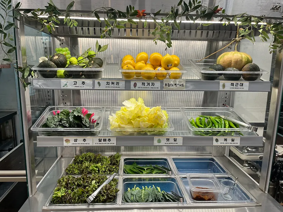 Neatly arranged food at the salad bar