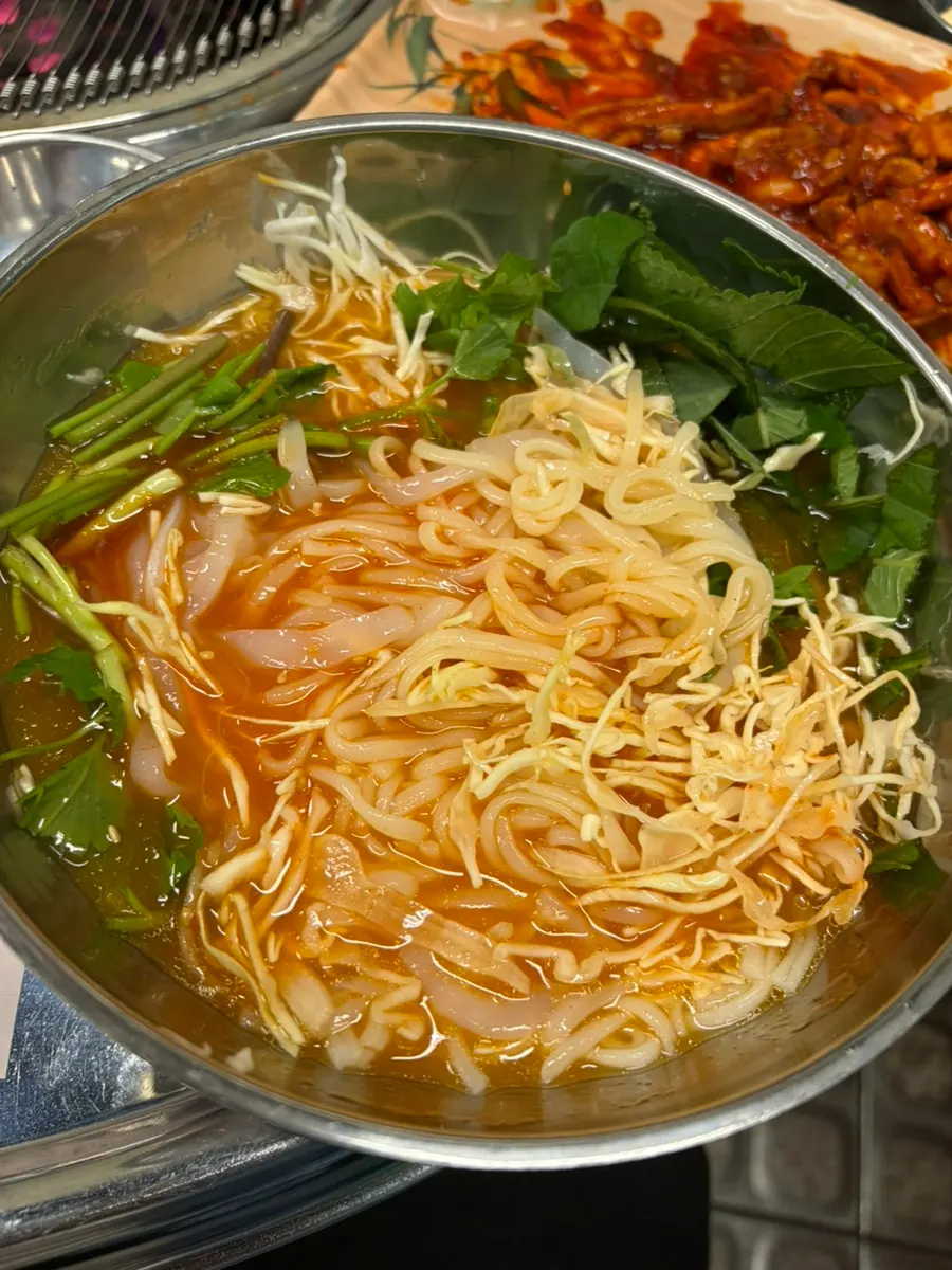 Cuttlefish mulhoe with somyeon noodles