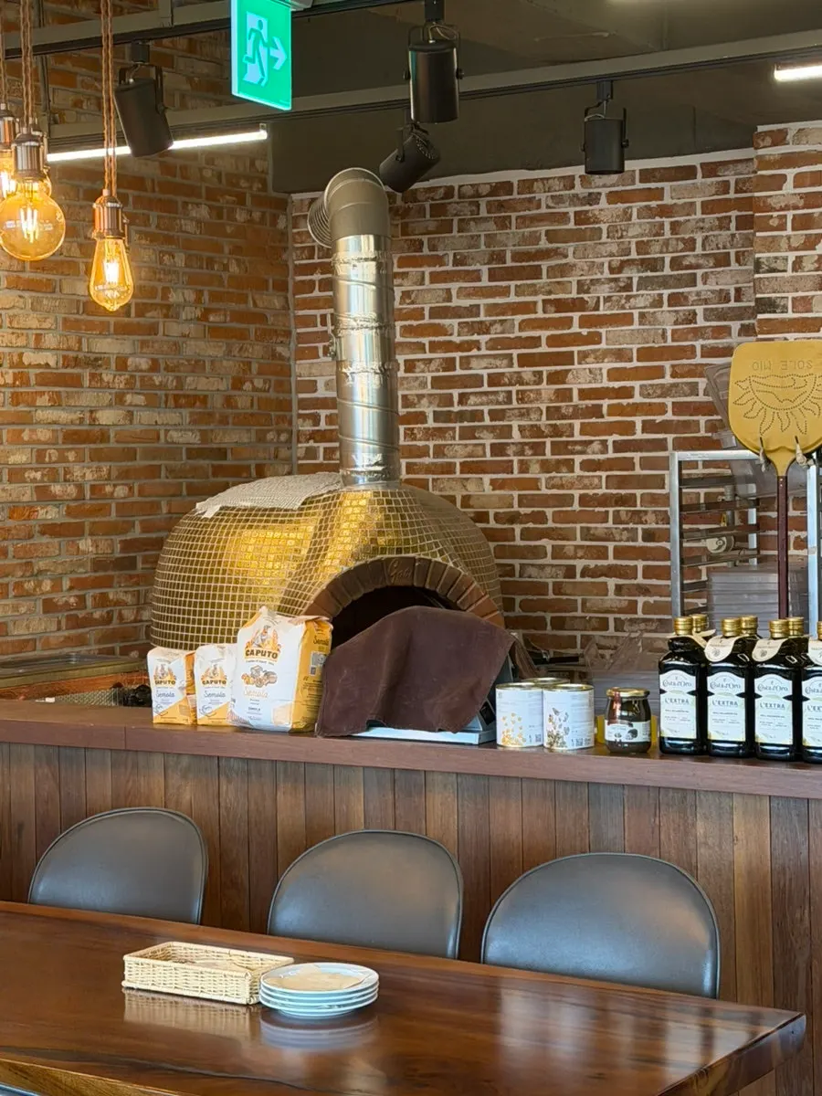 The wood-fired oven inside the restaurant