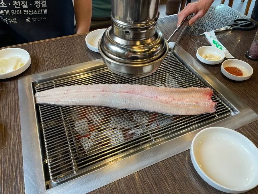 Plate with eel sauce and pickled ginger
