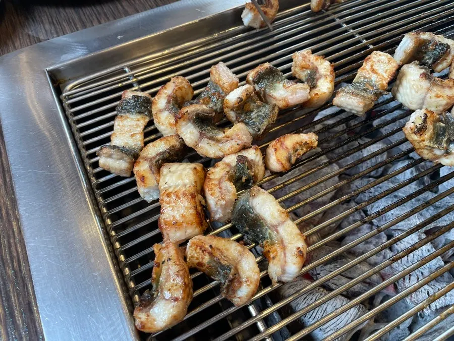 Eel grilled golden brown outside and moist inside