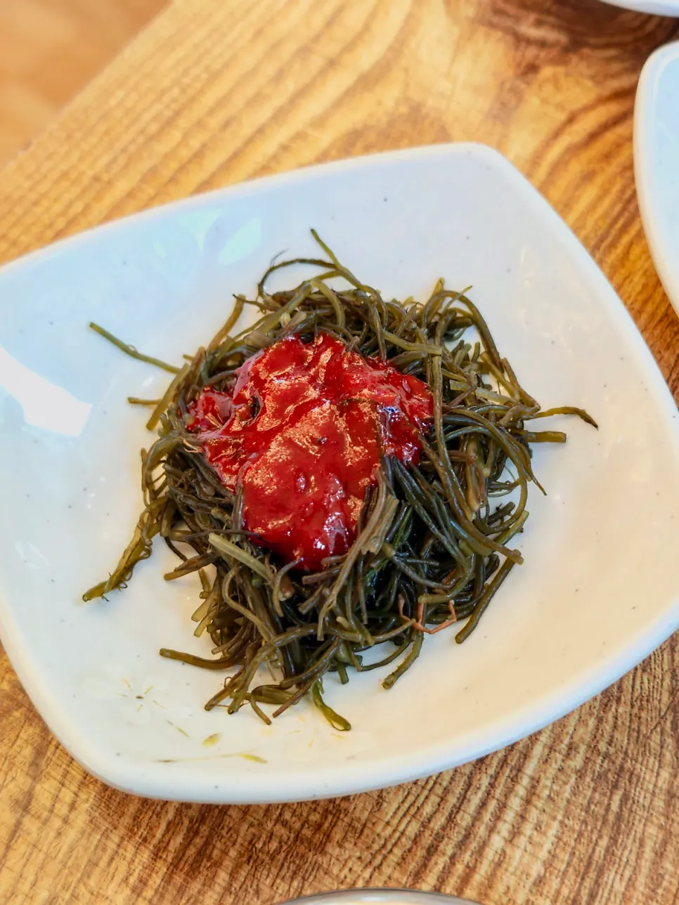 Table spread of basic side dishes at Sangdo Neulbori Bongcheon Station Branch