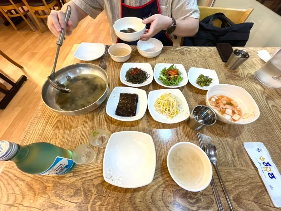 Table set for two with side dishes