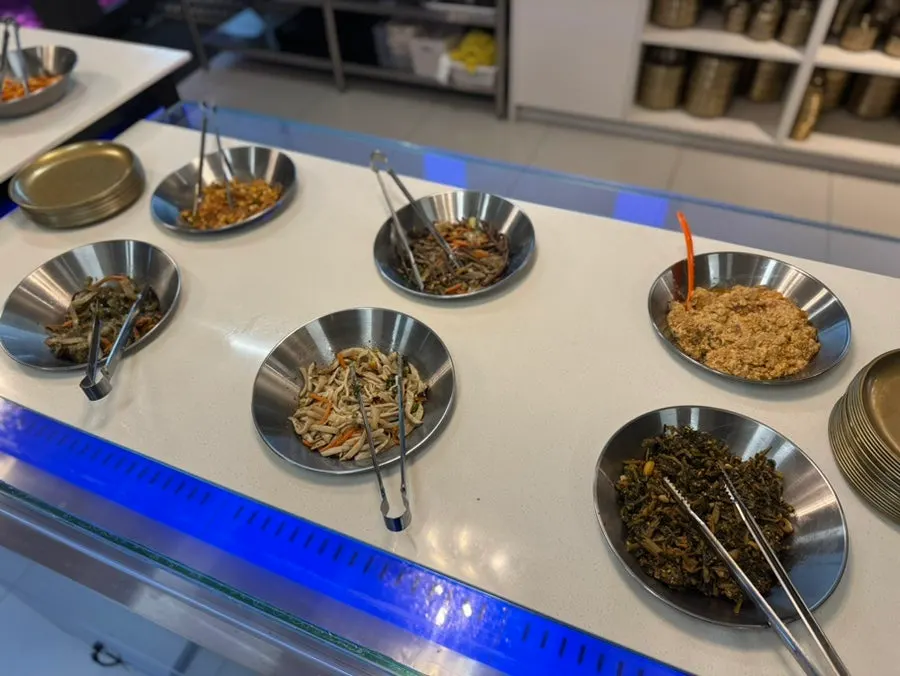 Namul side dish section of the self-serve bar