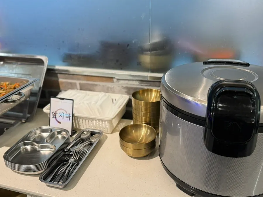 Self-serve bar area kept spotless under soft lighting