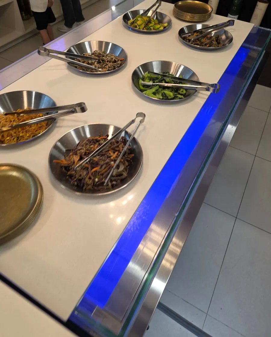 Lettuce wraps and salad at the self-serve bar