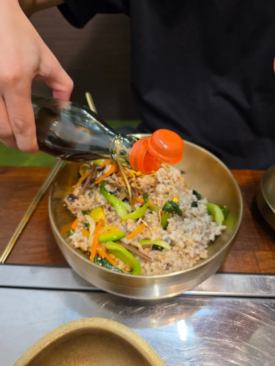 Barley rice mixed with a generous amount of veggies
