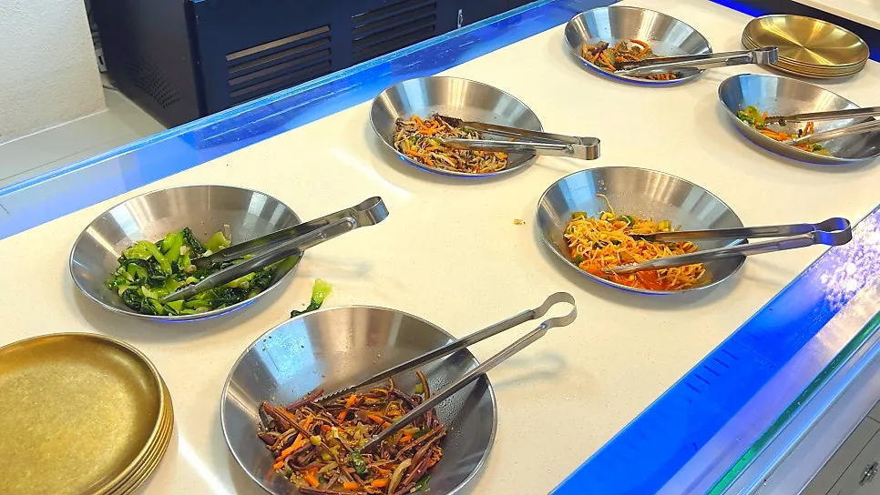 Hwadamga's self-serve side dish bar corner