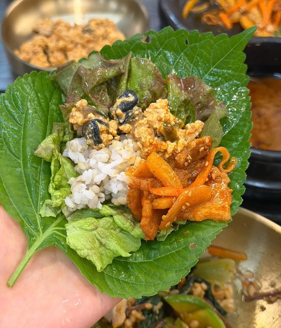 A wrap with snail miso and mackerel